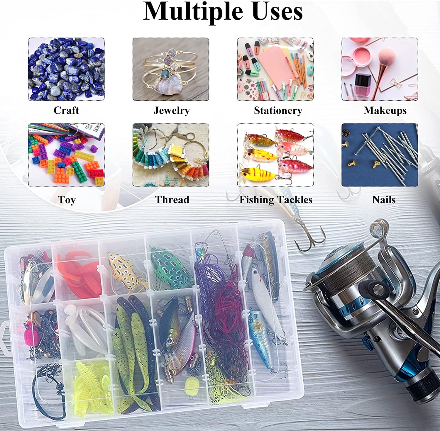 7673a 36 Grids Clear Plastic Organizer Jewelry Storage Box with Adjustable Dividers, Transparent Organizer Box (1pc) 7673a 36 Grids Clear Plastic Organizer Jewelry Storage Box with Adjustable Dividers, Transparent Organizer Box (1pc)